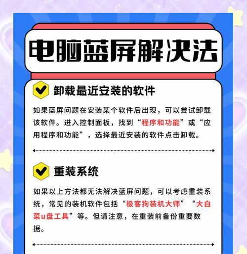 电脑蓝屏后的解决方法（重启系统后遭遇蓝屏？不要慌！这些方法能帮你解决！）